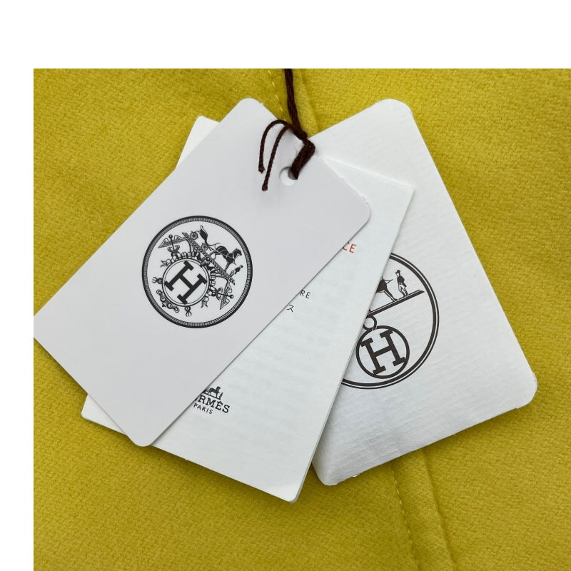 エルメス HERMES セリエボタンカシミヤロングコート イエロー カシミヤ レディース その他アウター
