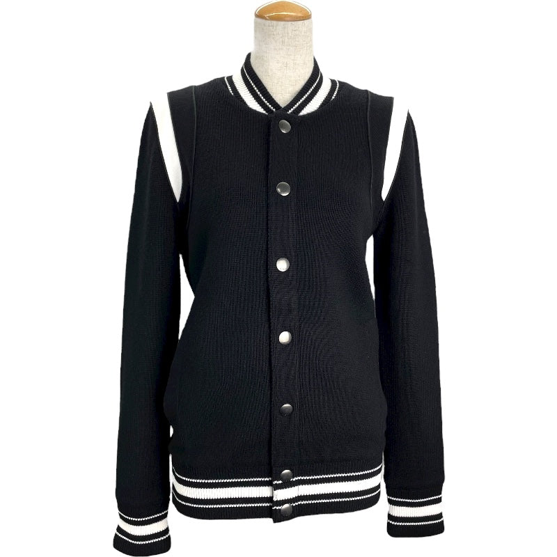ジバンシィ GIVENCHY ロゴワッペンニットテディブルゾン BM00D04Y1L ブラック/ホワイト ウール メンズ スタジャン