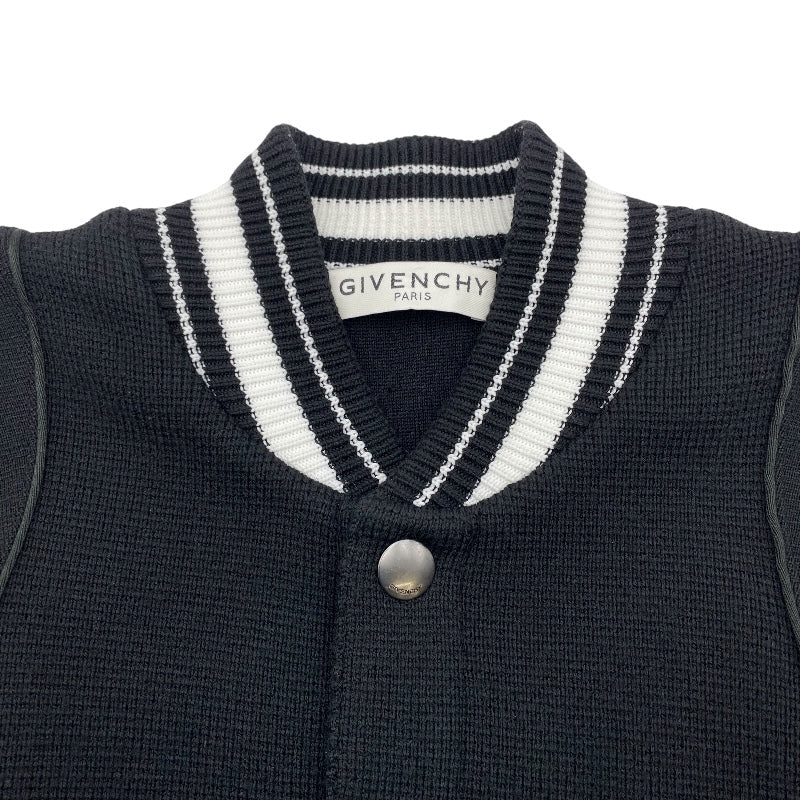 ジバンシィ GIVENCHY ロゴワッペンニットテディブルゾン BM00D04Y1L ブラック/ホワイト ウール メンズ スタジャン
