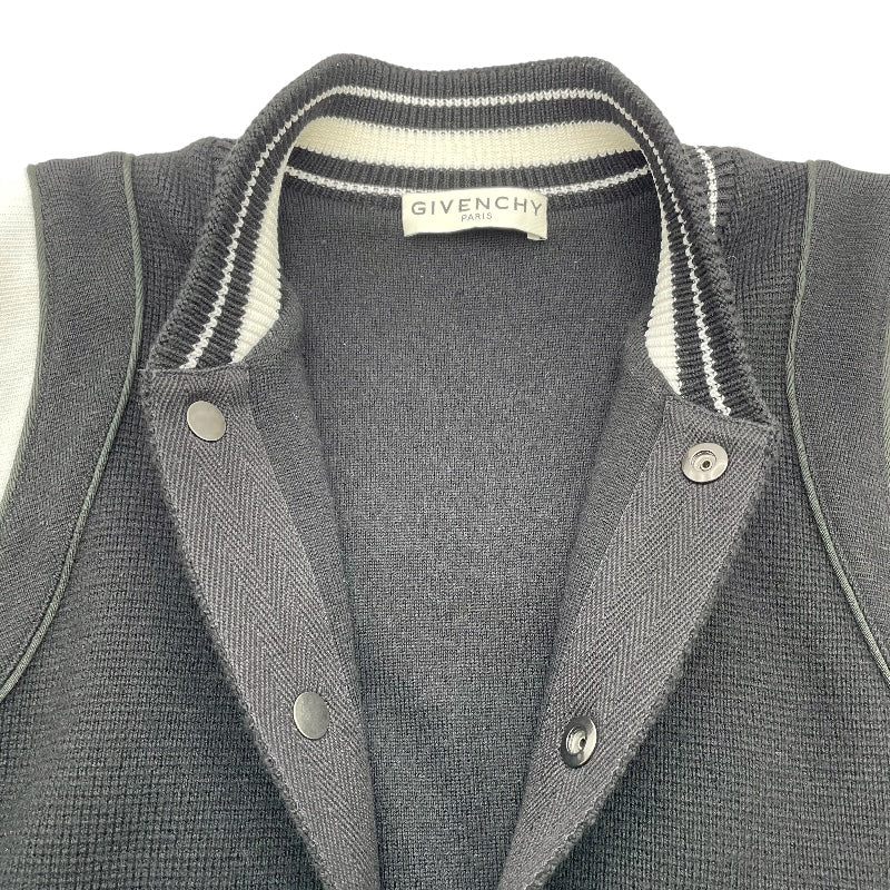 ジバンシィ GIVENCHY ロゴワッペンニットテディブルゾン BM00D04Y1L ブラック/ホワイト ウール メンズ スタジャン
