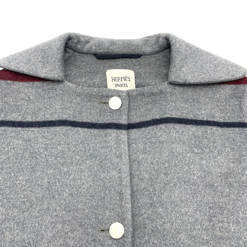 エルメス HERMES セリエボタンカシミヤロングコート グレー カシミヤ レディース その他アウター