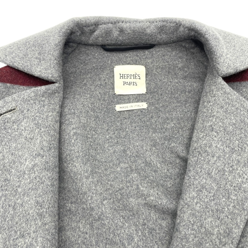 エルメス HERMES セリエボタンカシミヤロングコート グレー カシミヤ レディース その他アウター