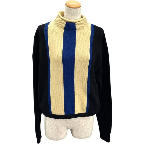 エルメス HERMES カシミヤニットセーター ブラック/ホワイト/ブルー カシミヤ レディース ニット