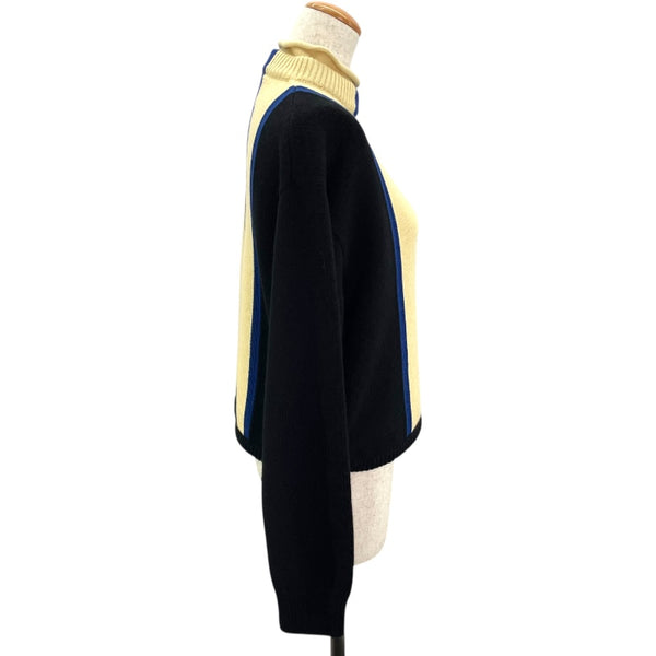 エルメス HERMES カシミヤニットセーター ブラック/ホワイト/ブルー カシミヤ レディース ニット