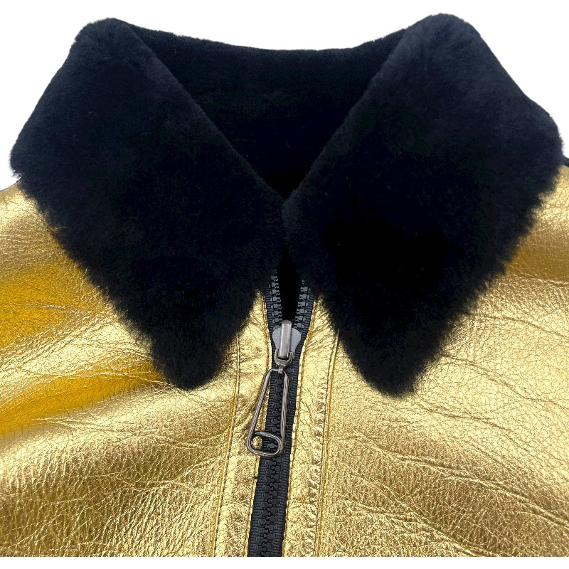 フェンディ FENDI FFリバーシブルムートンジャケット FM5203 ゴールド/ブラック 羊革 レディース その他アウター