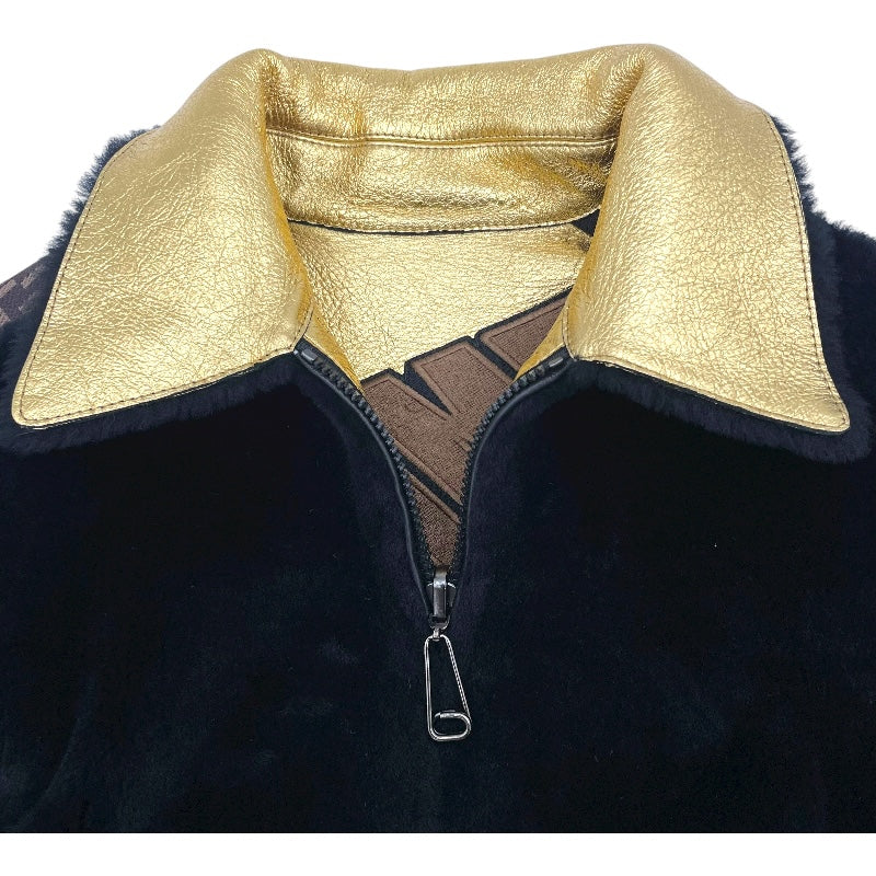 フェンディ FENDI FFリバーシブルムートンジャケット FM5203 ゴールド/ブラック 羊革 レディース その他アウター
