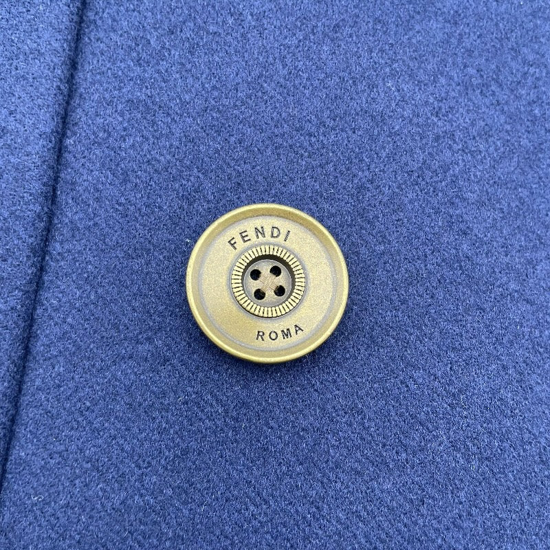 フェンディ FENDI FFジップデザインロングコート ネイビー 羊毛 レディース ステンカラーコート