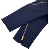 フェンディ FENDI FFジップデザインロングコート ネイビー 羊毛 レディース ステンカラーコート