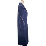 フェンディ FENDI FFジップデザインロングコート ネイビー 羊毛 レディース ステンカラーコート