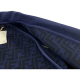 フェンディ FENDI FFジップデザインロングコート ネイビー 羊毛 レディース ステンカラーコート