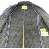 フェンディ FENDI FFジップデザインロングコート ネイビー 羊毛 レディース ステンカラーコート