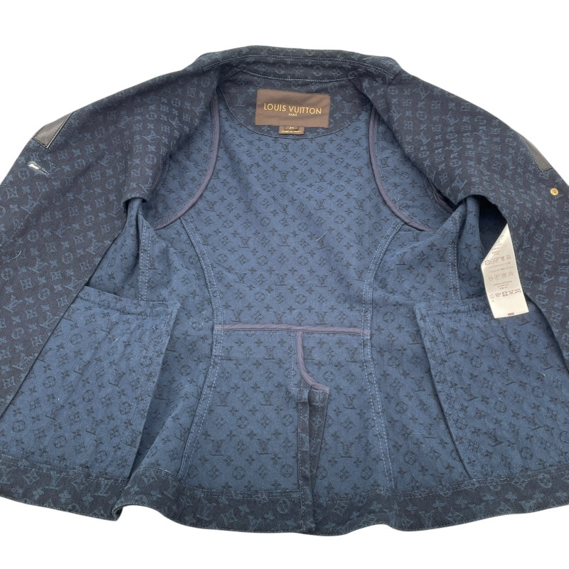 ルイ・ヴィトン LOUIS VUITTON モノグラム総柄ジャケット ネイビー コットン レディース テーラードジャケット