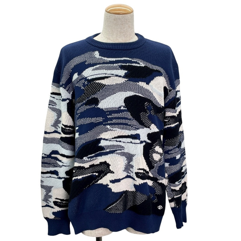 ルイ・ヴィトン LOUIS VUITTON カモピケジャガードニットセーター HIN08W ネイビー コットン メンズ セーター