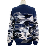 ルイ・ヴィトン LOUIS VUITTON カモピケジャガードニットセーター HIN08W ネイビー コットン メンズ セーター