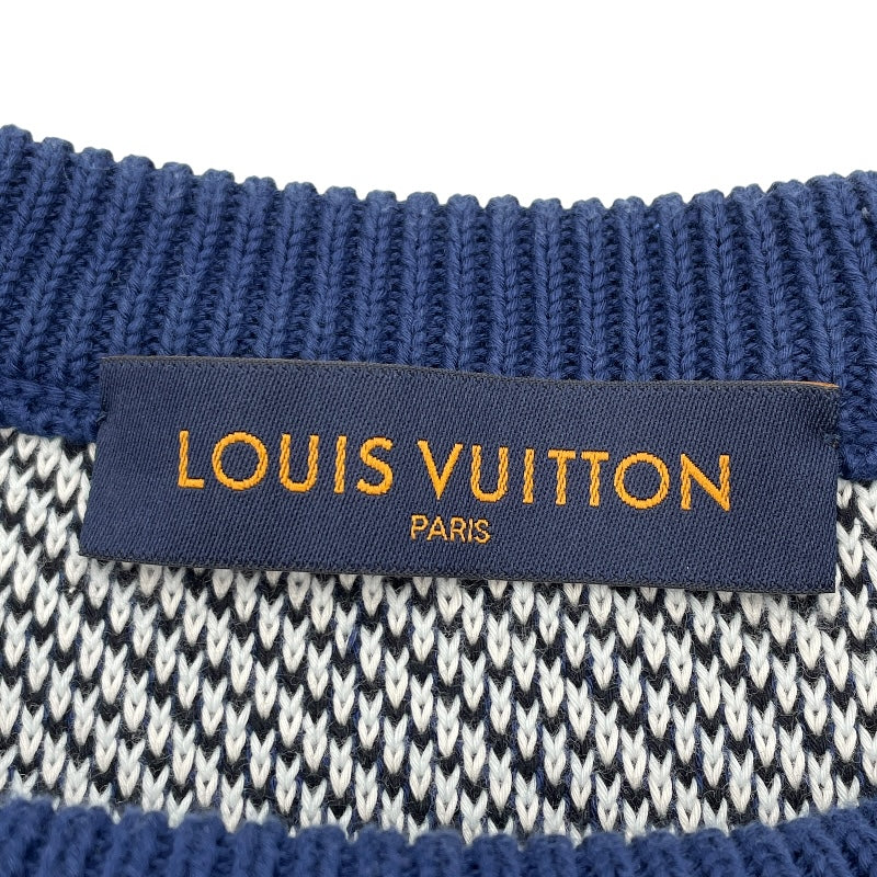 ルイ・ヴィトン LOUIS VUITTON カモピケジャガードニットセーター HIN08W ネイビー コットン メンズ セーター