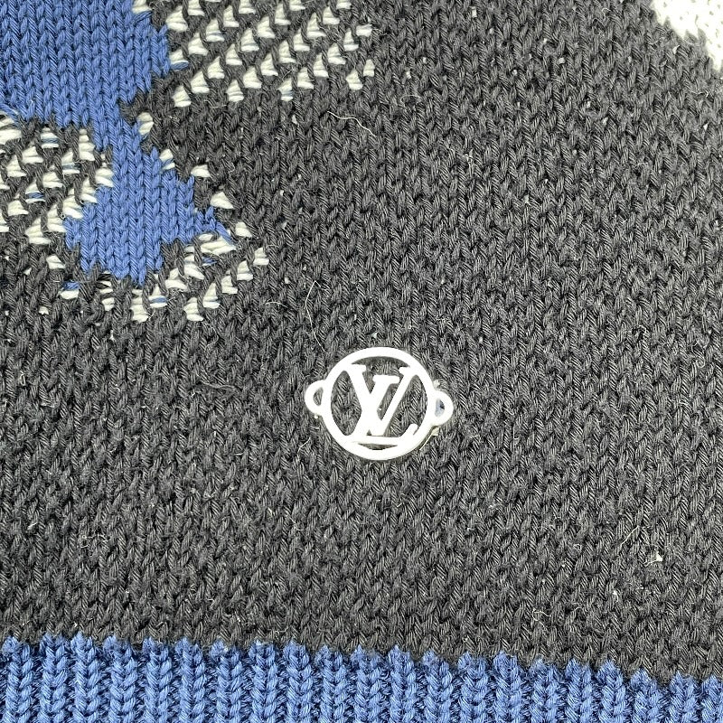 ルイ・ヴィトン LOUIS VUITTON カモピケジャガードニットセーター HIN08W ネイビー コットン メンズ セーター