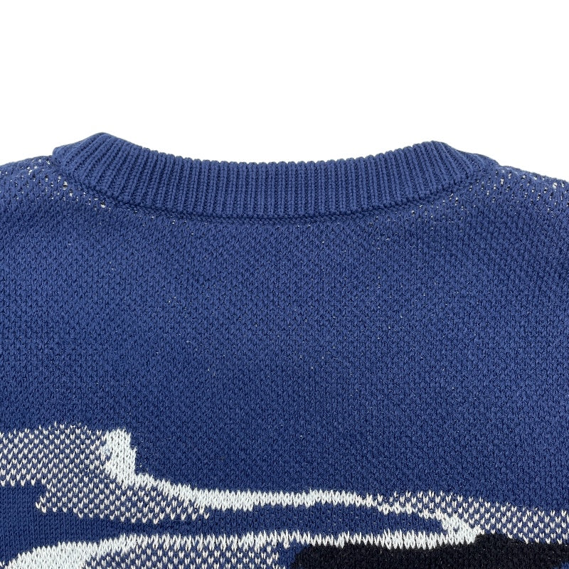 ルイ・ヴィトン LOUIS VUITTON カモピケジャガードニットセーター HIN08W ネイビー コットン メンズ セーター