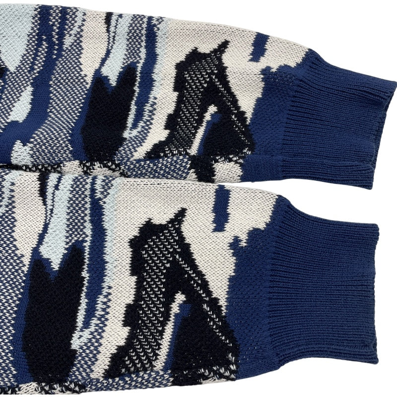 ルイ・ヴィトン LOUIS VUITTON カモピケジャガードニットセーター HIN08W ネイビー コットン メンズ セーター