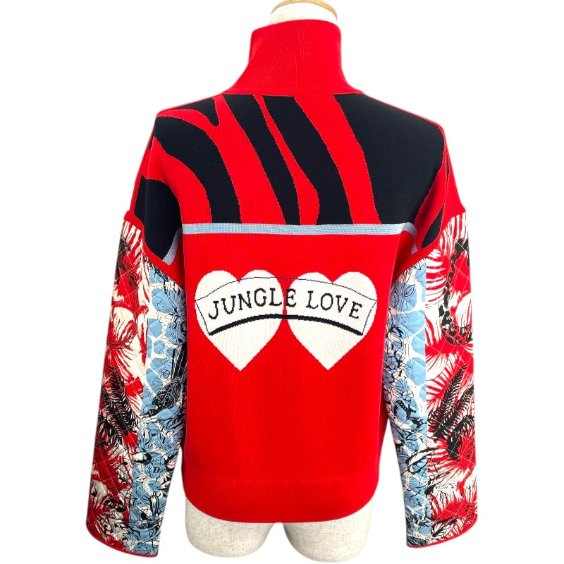 エルメス HERMES Jungle Love ニット切替ブルゾン 3E2817D3 レッド ニット レディース ブルゾン