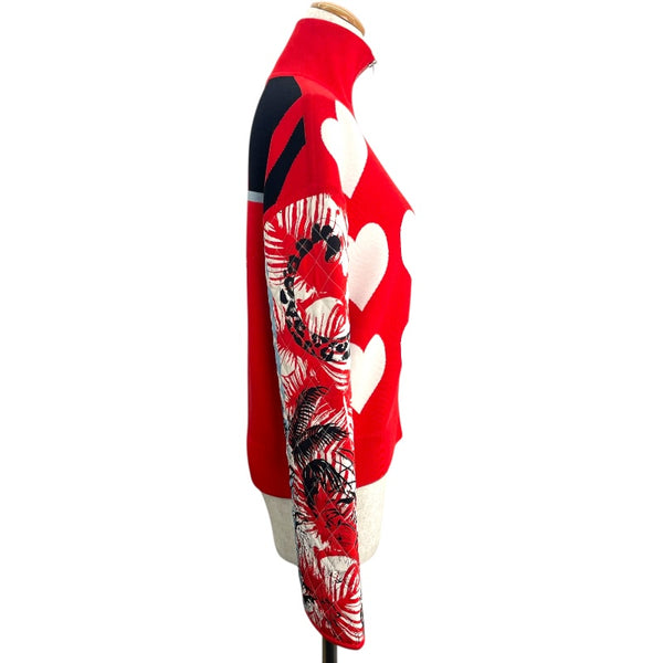 エルメス HERMES Jungle Love ニット切替ブルゾン 3E2817D3 レッド ニット レディース ブルゾン