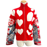 エルメス HERMES Jungle Love ニット切替ブルゾン 3E2817D3 レッド ニット レディース ブルゾン