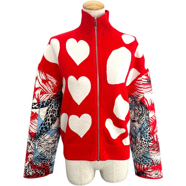 エルメス HERMES Jungle Love ニット切替ブルゾン 3E2817D3 レッド ニット レディース ブルゾン