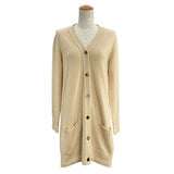 エルメス HERMES カシミヤロングカーディガン ベージュ カシミヤ レディース カーディガン