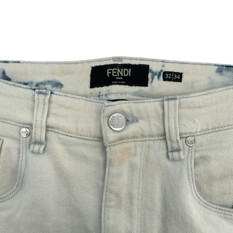 フェンディ FENDI FF柄ブリーチデザインデニムパンツ FLP288 ブルー コットン レディース デニムパンツ