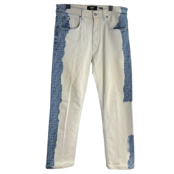 フェンディ FENDI FF柄ブリーチデザインデニムパンツ FLP288 ブルー コットン レディース デニムパンツ