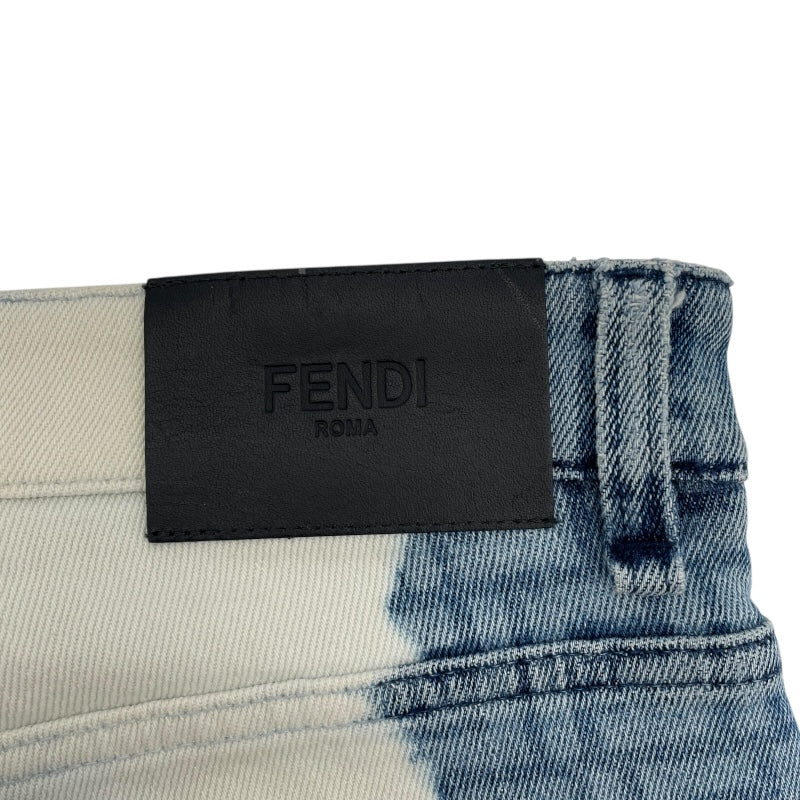フェンディ FENDI FF柄ブリーチデザインデニムパンツ FLP288 ブルー コットン レディース デニムパンツ