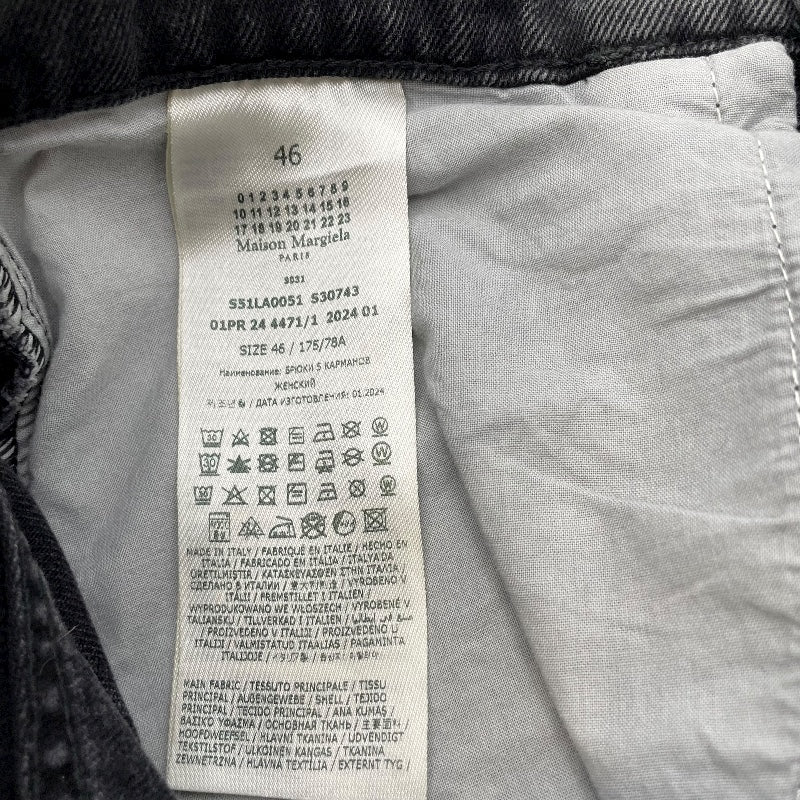 メゾン マルジェラ Maison Margiela カットアウトルーズデニムパンツ S51LA0051 ブラック コットン メンズ デニムパンツ