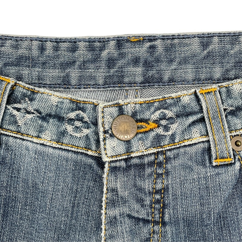 ルイ・ヴィトン LOUIS VUITTON モノグラムミックスデニムパンツ ブルー コットン レディース デニムパンツ