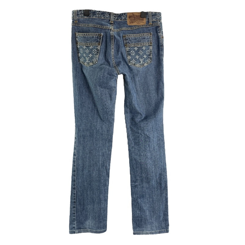 ルイ・ヴィトン LOUIS VUITTON モノグラムミックスデニムパンツ ブルー コットン レディース デニムパンツ