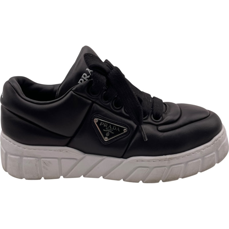 プラダ PRADA トライアングルロゴローカットスニーカー 2EE386 ブラック レザー メンズ スニーカー