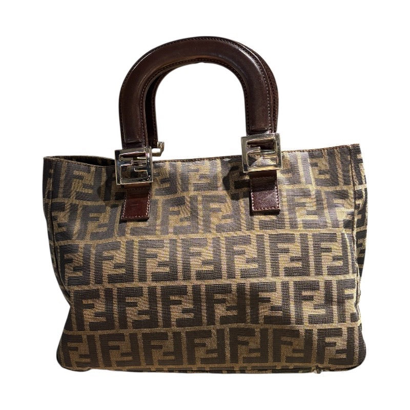 フェンディ FENDI ズッカ ハンドバッグ ブラウン ナイロンキャンバス レディース ハンドバッグ
