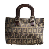 フェンディ FENDI ズッカ ハンドバッグ ブラウン ナイロンキャンバス レディース ハンドバッグ
