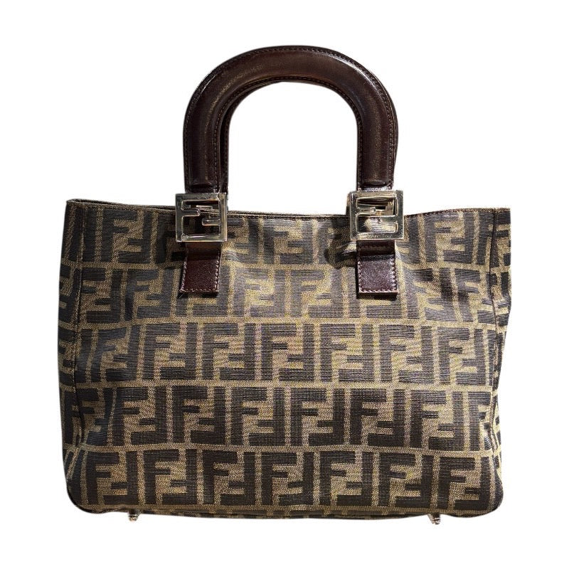 フェンディ FENDI ズッカ ハンドバッグ ブラウン ナイロンキャンバス レディース ハンドバッグ