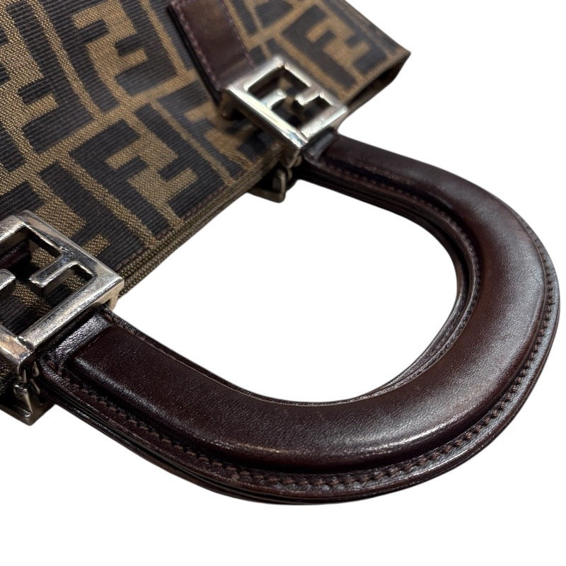 フェンディ FENDI ズッカ ハンドバッグ ブラウン ナイロンキャンバス レディース ハンドバッグ