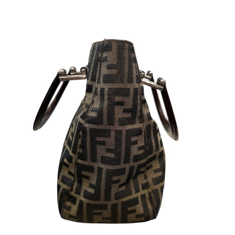 フェンディ FENDI ズッカ ハンドバッグ ブラウン ナイロンキャンバス レディース ハンドバッグ