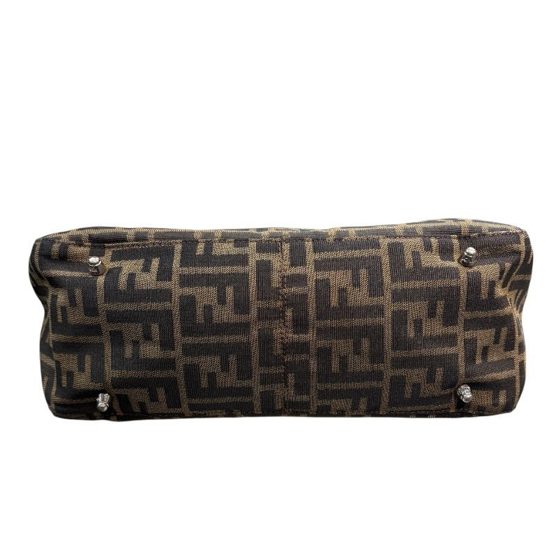 フェンディ FENDI ズッカ ハンドバッグ ブラウン ナイロンキャンバス レディース ハンドバッグ