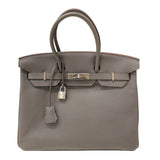 エルメス HERMES バーキン35 □P刻 エタン シルバー金具 トリヨンクレマンス レディース ハンドバッグ