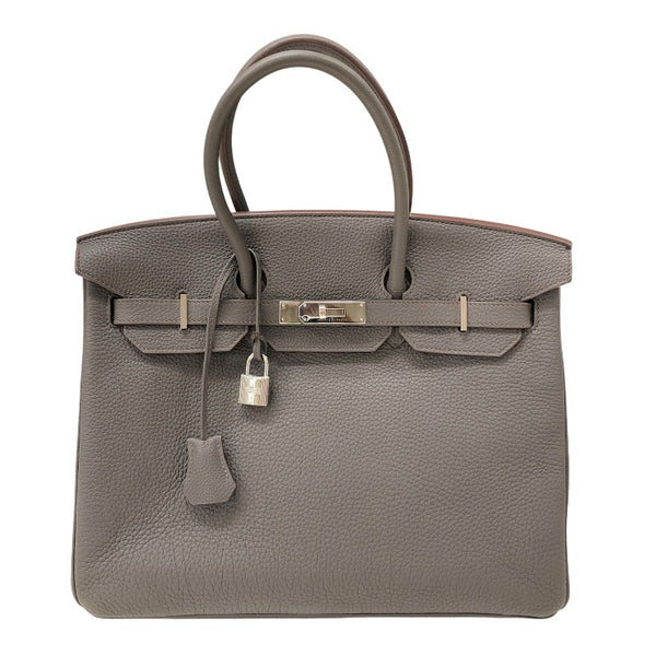 エルメス HERMES バーキン35 □P刻 エタン シルバー金具 トリヨンクレマンス レディース ハンドバッグ