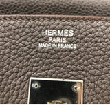 エルメス HERMES バーキン35 □P刻 エタン シルバー金具 トリヨンクレマンス レディース ハンドバッグ