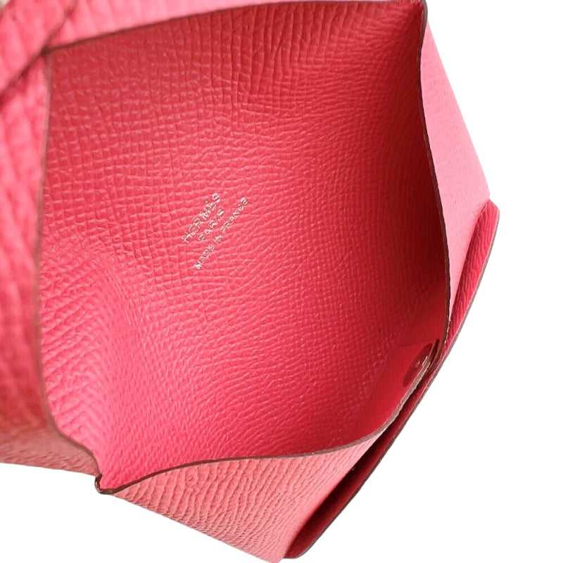 エルメス HERMES カルヴィ A刻印　(2017年製) ローズアザレ　シルバー金具 ヴォーエプソン ユニセックス カードケース