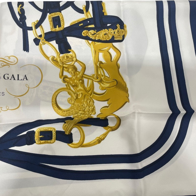 エルメス HERMES カレ90 BRIDES de GALA ブルー シルク シルク レディース スカーフ