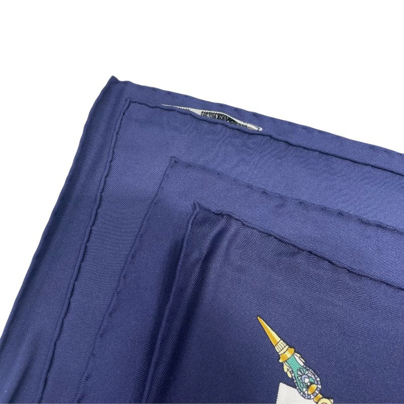 エルメス HERMES カレ90 Parmi les fleurs je compte les ネイビー シルク レディース スカーフ