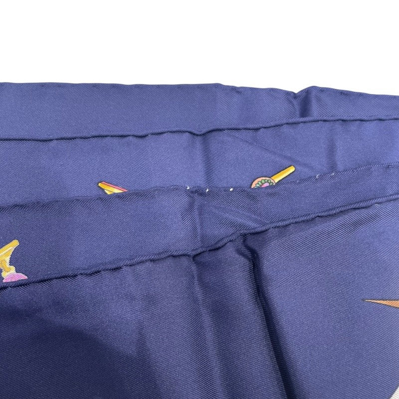 エルメス HERMES カレ90 Parmi les fleurs je compte les ネイビー シルク レディース スカーフ