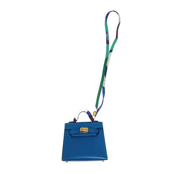 エルメス HERMES ケリーツイリーチャーム B刻 ブルーイズミール ゴールド金具 タデラクト レディース バッグチャーム