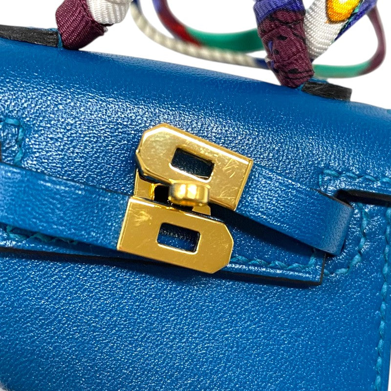 エルメスチャーム付きツイリー エルメス HERMES ケリーツイリーチャーム B刻 ブルーイズミール