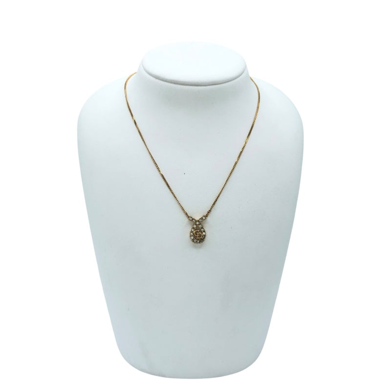 クリスチャン・ディオール Christian Dior ロゴネックレス ゴールド メタル/ストラス アクセサリー